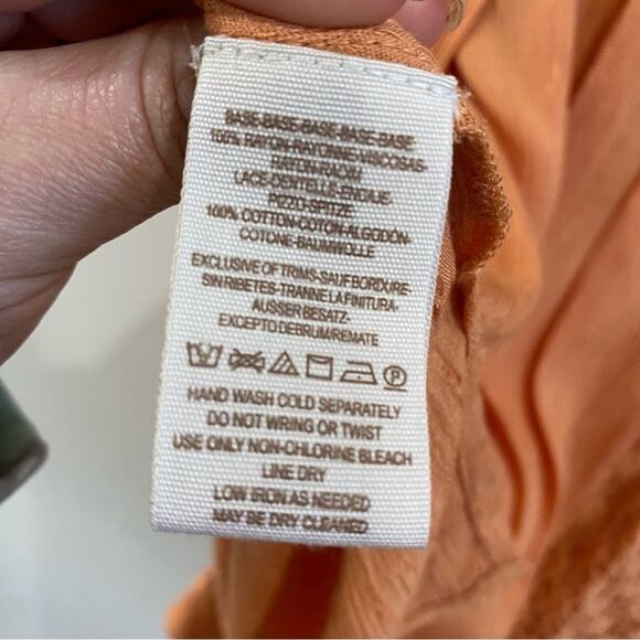 Free People “The Best” Crochet Button Down Blouse in Orange Size Small - Picture 7 of 8